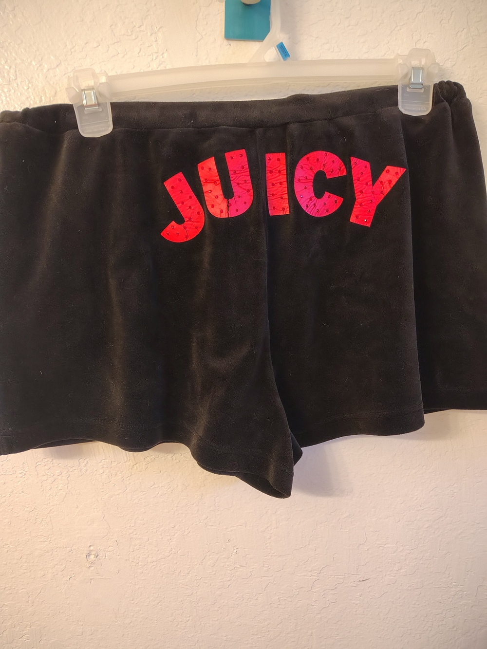 Juicy Couture Black Velour Shorts with Cherry Red Logo